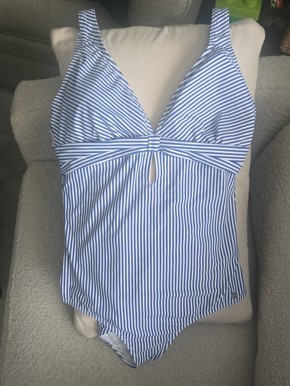 Striped Blue & White One-Piece Swimsuit Like New Never Worn